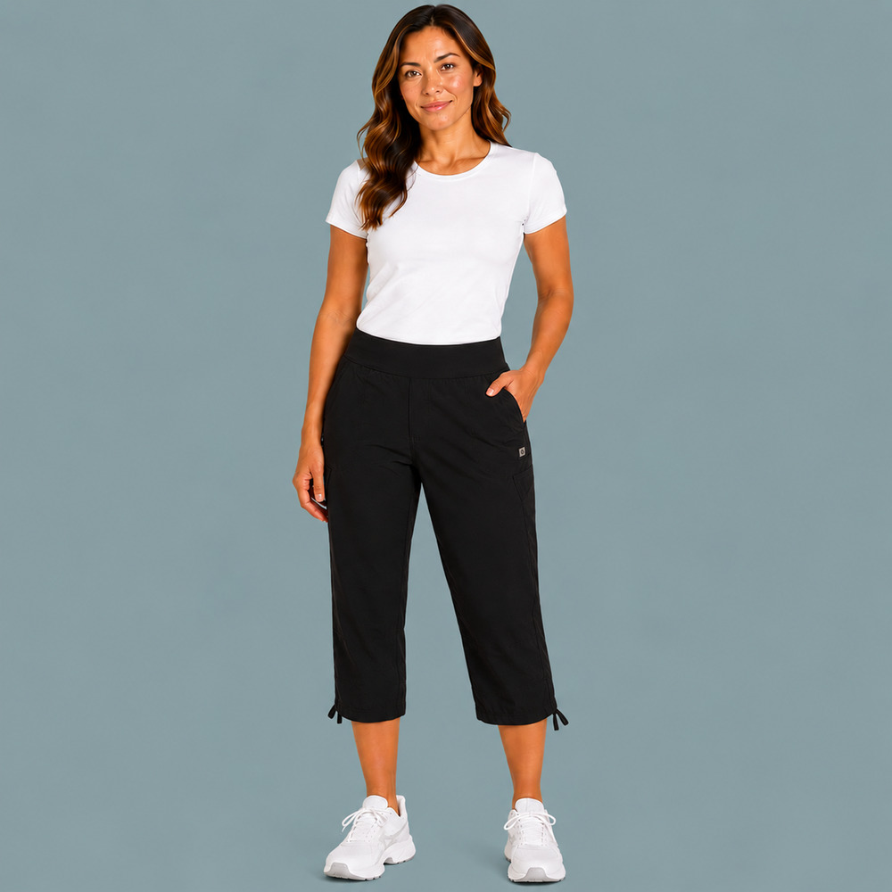 Mountain Hardwear Size Medium M Black Pull On Crop Tie Hem Active Outdoor Pants